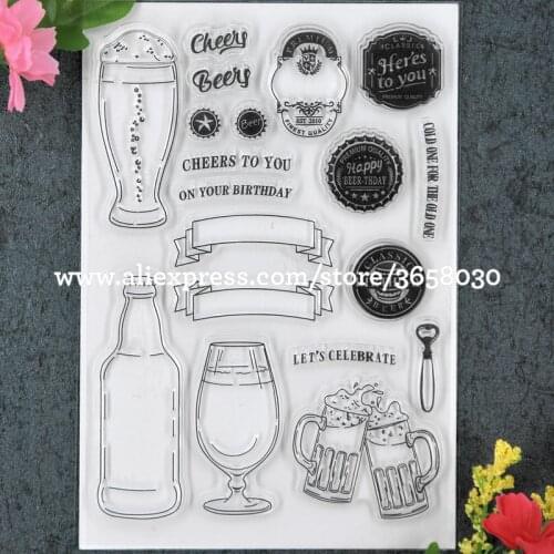 LETS CELEBRATE Cheers Beers Scrapbook DIY photo cards rubber stamp clear stamp transparent stamp 11x16cm 8101610