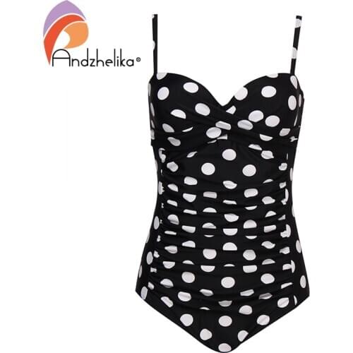 Andzhelika 2021New One-Piece Swimsuit Dot Push Up Swimwear Women XL-5XL Plus Size Bodysuit Summer Bathing Suit Beach Monokini