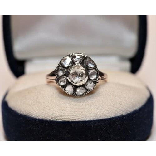 ANTIQUE OTTOMAN 8K GOLD NATURAL ROSE CUT DIAMOND DECORATED PRETTY RING