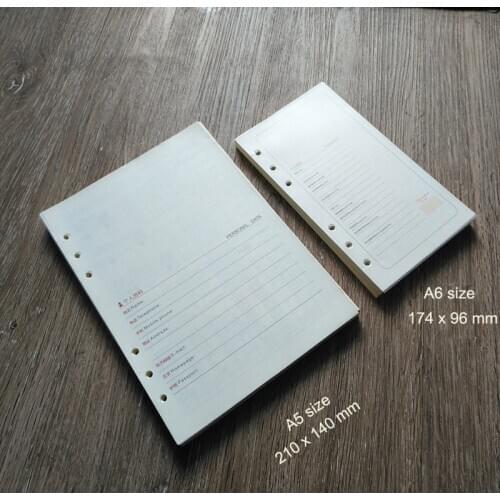 A5 A6 loose leaf refilled paper notepad writing pad sketchbook compostion book for notebook planner book office school supplies
