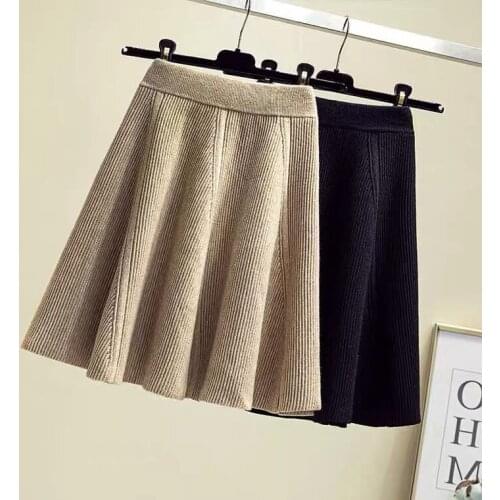 Large Womens Clothing Autumn / Winter 2020 New Core Spun Yarn Knitted Skirt Showing Pleated Elegant Versatile Fashion