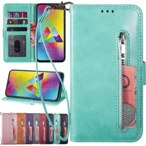 Zipper Leather Wallet Case With Hand Strap For Samsung Galaxy A10 A20 A30 A40 A50 A70 S A11 A21 A31 A41 A51 A71 A12 A42 5G Cover
