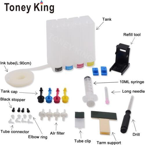 Toney King 4 Color Diy Ciss Ink System For HP 304 XL Cartridge Deskjet 3700 3720 3730 Envy 5030 5032 Printer Continuous Tank