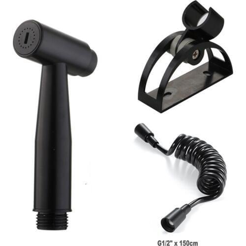 Black Handheld Bidet Toilet Sprayer Space Aluminum Hygiene Sprayer Set Baby Diaper Cloth Sprayers Bidet With Hose and Holder