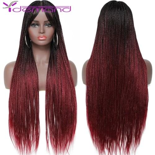 28 Inch Long Box Braid Wig Braids With Baby Hairs African synthetic Braided Wigs For Women & Girls High Quality