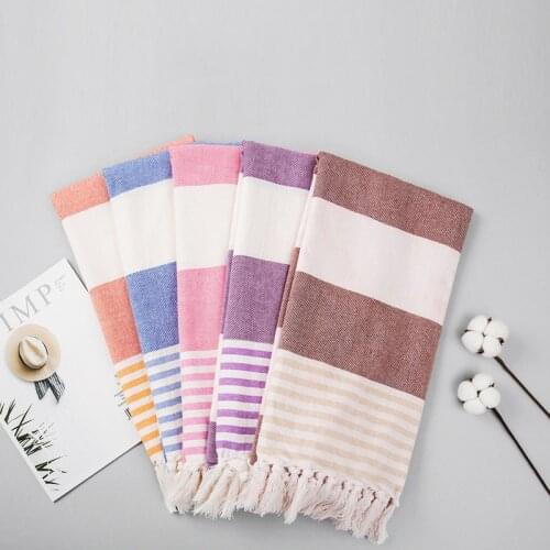 Cotton Bath Towel For Adult With Tassel woman Turkish Beach Towel Striped Swimming pool gym bathroom towels cleaning Quick dry