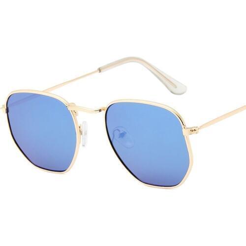 Metallic frames fashion womens sunglasses Polygonal ocean sun glasses Outdoor restoring ancient ways Beach female glasses