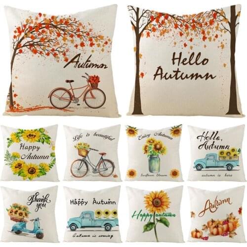 45cm Thanksgiving Pillowcase Flower Leaf Print Pillow Cover Tear-Resistant Polyester Sofa Bedding Pillowslip for Home Textile