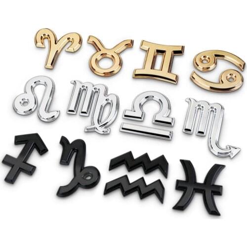Noizzy Zodiac Sign Aquarius Scorpio Libra Car Emblem Pisces Sagittarius Motorcycle Capri Auto Sticker Sign for Women Accessories