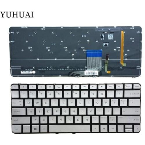 New Laptop keyboard for HP Spectre 13-3000 13-3000ea 13-3000ed 13-3000ee 13-3000er US 743897-001 No Frame Silver With Backlit