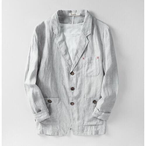 New Arrival Spring Mens Blazer Linen 100% Suit Dress Jacket High Qualtiy Fashion Luxury Men Size M L XL XXL XXXL