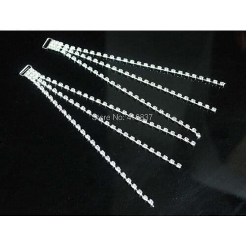 NEW 20pcs 3Rows Crystal Rhinestone Bikini Connectors Silver Metal Chain For Swimming Wear Bikini Decoration