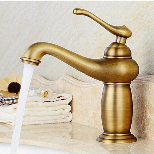 Single Handle Bathroom Antique Brass Basin Faucet Mixer Tap for Vanity Sink