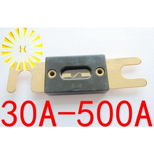 30A 40A 50A 60A 70A 80A 100A 150A 200A 300A 400A 500A 32V Black Car Stereo Audio ANL Fuse Gold Plated Power Fuses x 50PCS