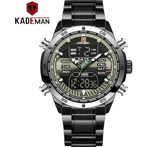Relogio Masculino KADEMAN Sport Waterproof Watches Men LED Analog Digital Watch Male Luminous Dual Display Luxury Quartz Watch