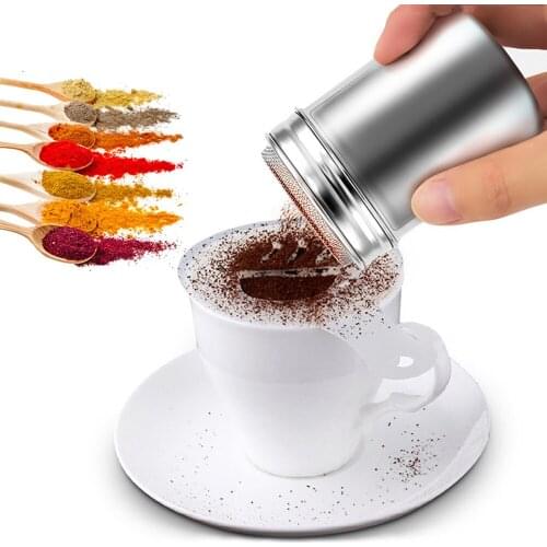 Handheld Stainless Steel Chocolate Shaker Icing Sugar Powder Flour Powder Cocoa Coffee Sifter Shakers with Cover Powder Sifter