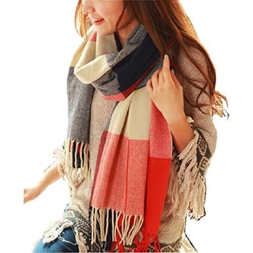 Plaid Scarf Big Grid Winter Warm Women Neck Head Scarves Fashion Lattice Scarfs Cashmere Lady Shawls and Wraps Bufandas Hombre