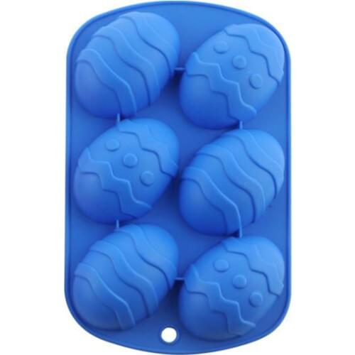 3D Cake Mold Muffin Chocolate Cookie Baking Pan 6 Cavity Easter Egg 3D Maker DIY Holiday Eggs Ice Shaped 6pcs Silicone