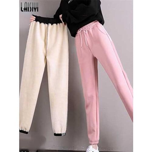 2021 Winter Womens Fleece Trousers Plus Velvet Thick Streetwear Women Warm Thick Warm pants Womens Plus Size 3XL Casual Pants