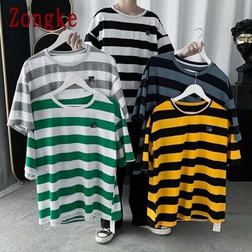 Zongke Mens Striped T-shirts