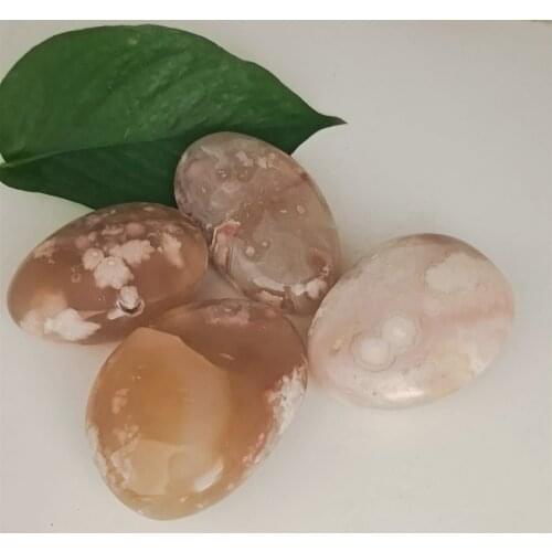 1pc Natural Aura Flower Polished Cherry Blossom Agate Crystal Quartz Palm Stone for Gifts