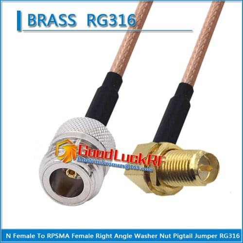 1X Pcs High-quality N Female to RP-SMA RPSMA RP SMA Female Washer Bulkhead Nut Right Angle Coaxial Pigtail Jumper RG316 Cable