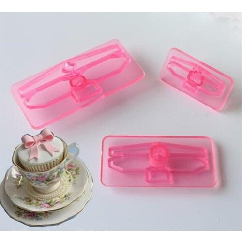 3Pcs/lot 3D Bowknot Plastic Cake Chocolate Cookie Cutter Bow Tie Cake Tool Biscuit Fondant Mold Decorating Tools