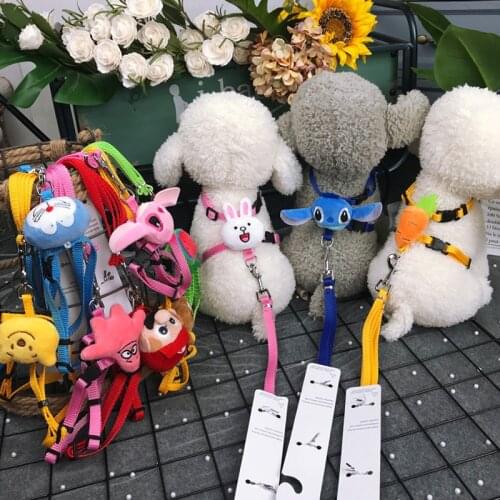 Pet Accessories Dog Leash Cute Animal Cartoon Nylon Rope Teddy Rabbit Cat Small Dog Harness Leash Set French Bulldog Chihuahua