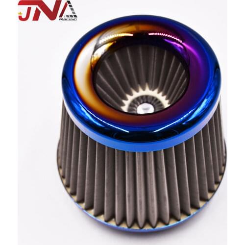 Car High Flow Cold Air Filter Burnt Blue 3" 76mm Power Intake Part Air Intake Filter