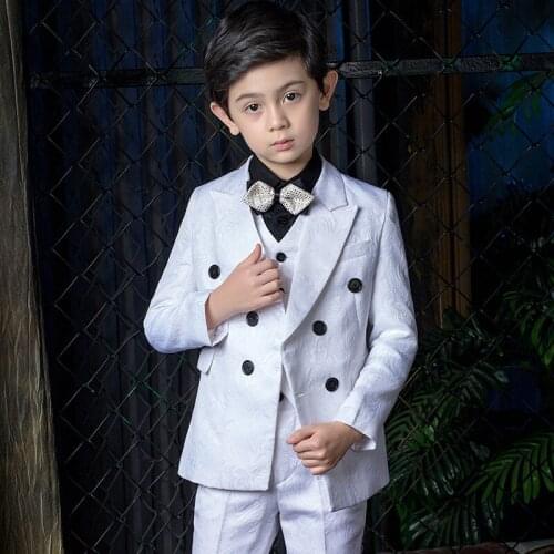 Boys White Blazer Suits For Daptism Wedding Fashion Kids Boy Vestidos Intimate Childrens Formal Tuxedo Clothing Sets