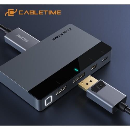 CABLETIME HDMI Wireless Display Projector HUB Mini DP 4K 60Hz LED Button Switch for Laptop Macbook Video Extension TV Box C370