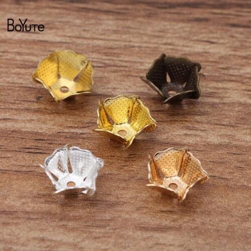 BoYuTe (200 Pieces/Lot) 5*11MM Metal Brass Flower Bead Caps Diy Handmade Jewelry Making Accessories Parts