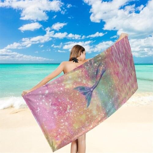 Mermaid Princess Quick Dry Towel Portable Ultralight Breathable Bath Towel Beach Camping Hiking Swimming Sunscreen Shawl