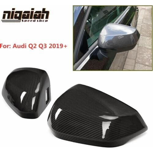 Mirror Covers for Audi Q2 Q3 2019 Carbon Fiber Side Mirror Caps Replacement with / without Lane Assist Rear View Mirror Covers