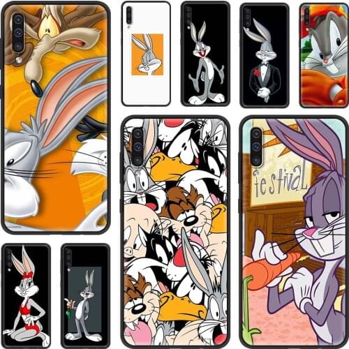 Black Case For Samsung A90 5G A80 A70s A70 A60 A50s A50 A40 A30s A30 A20s A20 A20e A10s Coque Funny Cartoon Crazy Rabbit
