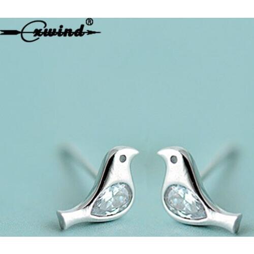 Cxwind Fashion Charm Crystal Animal Bird Stud Earring Water Drop Zircon Earring Jewelry wholesale for Women wedding Femme 2019