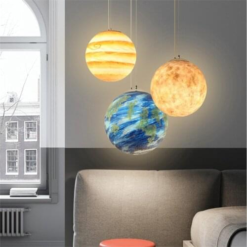 Decorative Chandelier Resin Moon Light Sun Universe Planet Chandelier for Bedroom Living Room Decorative Lighting