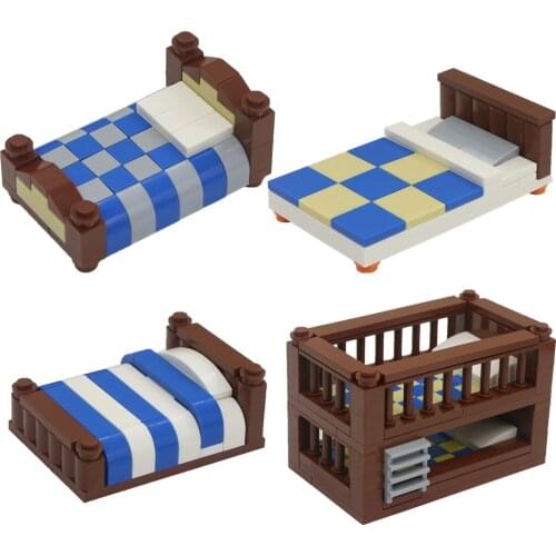 City House Parts Living Room Bed MOC Accessories Locking Creative Building Blocks Friends Furniture MOC Brick