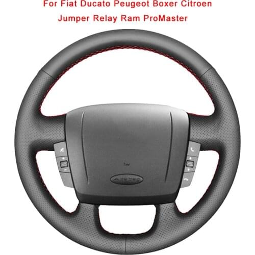 DIY Car Steering Wheel Cover For Fiat Ducato Peugeot Boxer Citroen Jumper Relay Ram ProMaster Leather Braid For Auto Steering