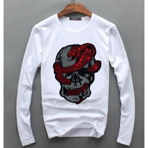 New arrival Winter Long Sleeve T-Shirts Men Cotton Solid Basic Summer Tees Hot drill Autumn Male Female Tshirt Slim Plain Tee S