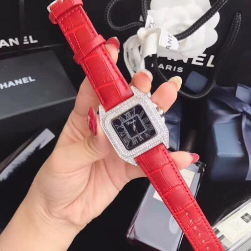 Classic Women Vintage Square Watches Blingbling Crystals Roman Number Neutral Wrist watch Waterproof Real Leather Montre Femme