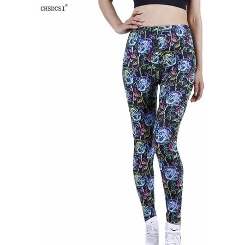 CHSDCSI Printed Leggings Women Workout Leggin Spandex High Waist Fitness Jegings Female Workout Acitve Trousers Stretch Gym
