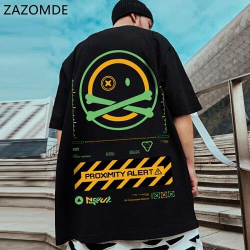 ZAZOMDE Summer Oversized Cartoon Short-sleeved T-shirt Male Tide Ins High street tees Trend Couple Half-sleeved Plus Size Tops