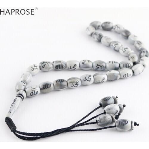 New Gray Bracelet Allah Beads Leisure Hand Bracelet 33 Beads Islam Muslim Allah Sculpting Text Beads 10*13mm tasbih Tassel Gifts