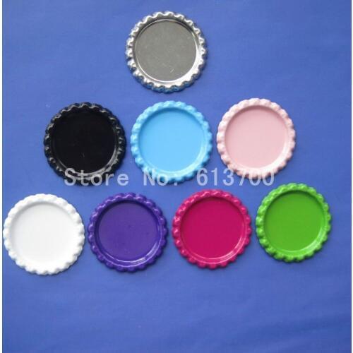 Wholesale 500 pcs 8 Colors Flattened Both Side Colored Bottle caps Metal Crown Bottlecap For Crafts & Jewelry