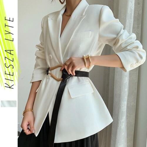 2020 Autumn Womens White Blazer Office Lady Classic Solid Slim Suits Jacket Female Formal Outwear