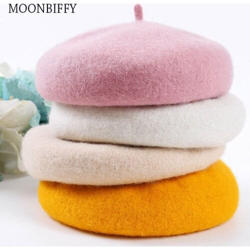 Autumn Winter New Beret Korean Version Wild Retro Hat Breathable Pumpkin Hat Wool Thickening Painter Hat Female Boina