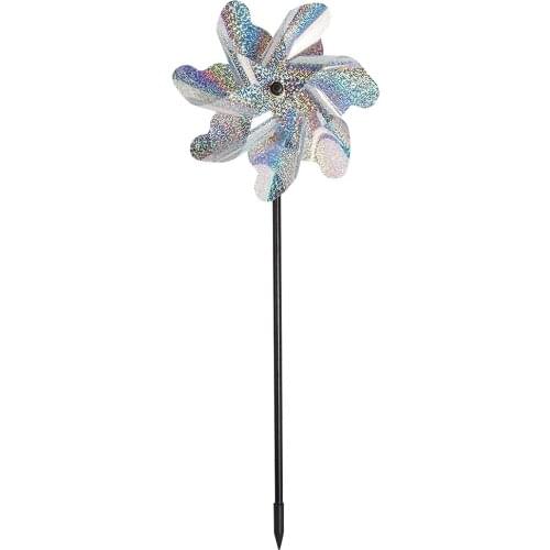 7 Leaves Bird Repeller Windmill Spinner DIY Birds Deterrent Silver Pinwheels for Outdoor Vegetable Garden Lawn Yard Decoration