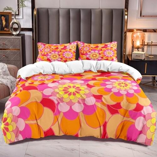 Duvet Cover with Colors Flowers Pattern Floral Comforter Cover for Boys Girls Soft Bedding Duvet Cover with Zipper Closure