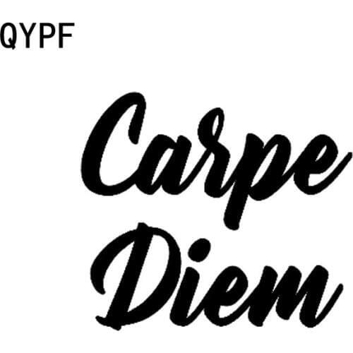 QYPF 15.5CM*14.9CM Fashion Car Styling Carpe Diem Vinyl Motorcycle Car Sticker Decal Black Silver C15-2137
